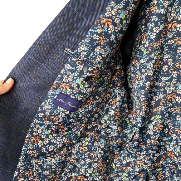 Alan Flusser Checkered Blazer Jacket Sports Coat Floral Lining XL - Picture 5 of 7